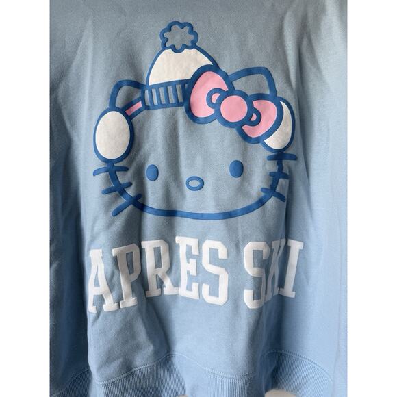 Hello Kitty Ski Club Women Hoodie 2xl Blue Graphic Print Y2K Ringstones String - Picture 2 of 9